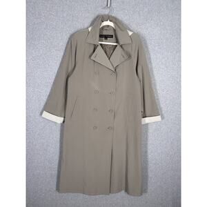 Fleet Street Trench Coat Womens 12P Khaki Tan Hood Rain Minimal Quiet Milky *‎